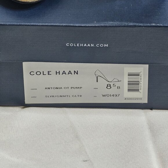 New Cole Haan Antonia Glitter Open Toe Pumps - Picture 6 of 13